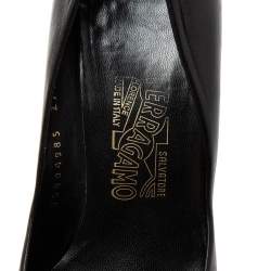 Pre Owned Salvatore Ferragamo Black Leather Wedge Pumps Size 39