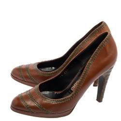 Salvatore Ferragamo Brown Leather Platform Pumps Size 39
