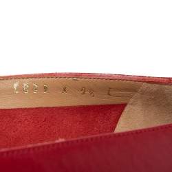 Pre Owned Salvatore Ferragamo Red Leather Vara Bow Pumps Size 40