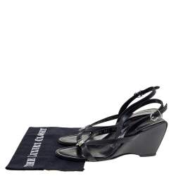 Pre Owned صندل سالفاتوري فيراغامو جلد أسود نعل روكي مقاس 40