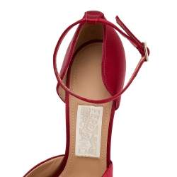Pre Owned Salvatore Ferragamo Red Satin Vara Bow Ankle Strap Sandals Size 38