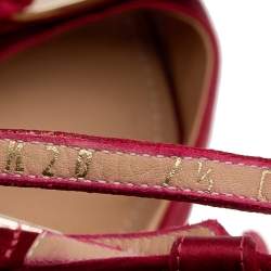 Pre Owned Salvatore Ferragamo Red Satin Vara Bow Ankle Strap Sandals Size 38