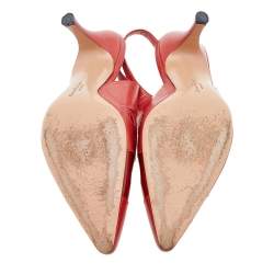 Salvatore Ferragamo Red Patent and Leather Pointed Toe Slingback Sandals Size 40