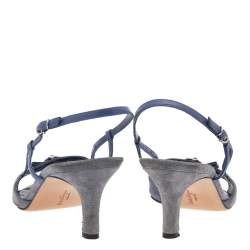 Salvatore Ferragamo Blue Suede and Leather Slingback Sandals Size 40