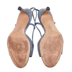 Salvatore Ferragamo Blue Suede and Leather Slingback Sandals Size 40