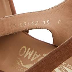 Pre Owned Salvatore Ferragamo Brown Suede Cork Wedge Sandals Size 40.5