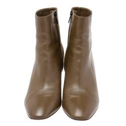 Pre Owned Salvatore Ferragamo Olive Green/Brown Suede and Leather Ankle Boots Size 39.5