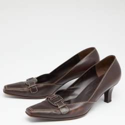 Salvatore Ferragamo Vintage Brown Leather Pointed Toe Pumps Size 40.5