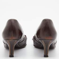 Salvatore Ferragamo Vintage Brown Leather Pointed Toe Pumps Size 40.5