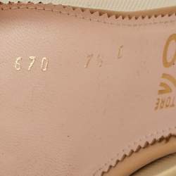 Pre Owned Salvatore Ferragamo Beige Patent And Net Pointed Toe Pumps Size 38