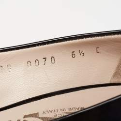 Salvatore Ferragamo Black Patent Leather Vara Bow Pumps Size 37