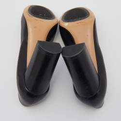 Pre Owned Salvatore Ferragamo Black Leather Bow Embellished Block Heel Pumps Size 39.5