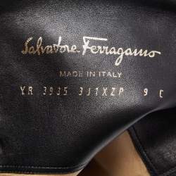 Pre Owned Salvatore Ferragamo Black Suede Zip Detail Knee Length Boots Size 39.5