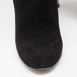 Pre Owned Salvatore Ferragamo Black Suede Zip Detail Knee Length Boots Size 39.5