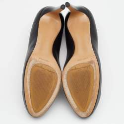 Pre Owned Salvatore Ferragamo Black Leather Ronda Pumps Size 38.5