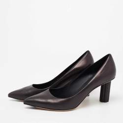 Pre Owned Salvatore Ferragamo Black Leather Pointed Toe Pumps Size 38