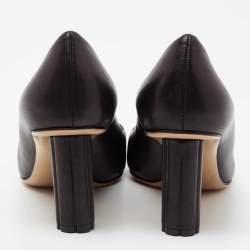 Pre Owned Salvatore Ferragamo Black Leather Pointed Toe Pumps Size 38