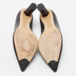 Pre Owned Salvatore Ferragamo Black Leather Pointed Toe Pumps Size 38