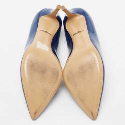 Pre Owned Salvatore Ferragamo Navy Blue Patent Leather Pointed Toe Pumps Size 36