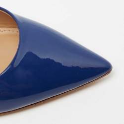 Pre Owned Salvatore Ferragamo Navy Blue Patent Leather Pointed Toe Pumps Size 36