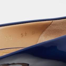 Pre Owned Salvatore Ferragamo Navy Blue Patent Leather Pointed Toe Pumps Size 36