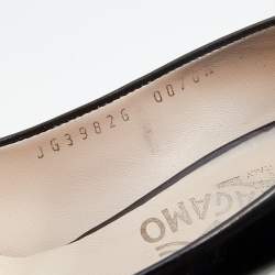 Pre Owned حذاء كعب عالي سالفاتوري فيراغام جلد أسود بفيونكة مقاس 37.5