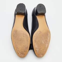 Pre Owned Salvatore Ferragamo Black Leather Vara Bow Pumps Size 36.5