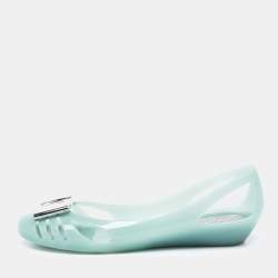 Pre Owned Salvatore Ferragamo Light Green Jelly Bermuda Ballet Flats Size 38.5