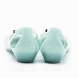 Pre Owned Salvatore Ferragamo Light Green Jelly Bermuda Ballet Flats Size 38.5