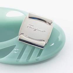 Pre Owned Salvatore Ferragamo Light Green Jelly Bermuda Ballet Flats Size 38.5