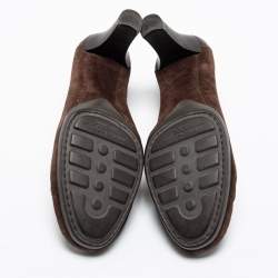 Salvatore Ferragamo Brown Suede and Leather Loafer Pumps Size 37
