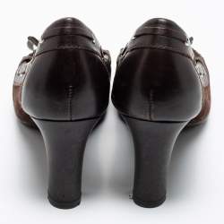 Salvatore Ferragamo Brown Suede and Leather Loafer Pumps Size 37