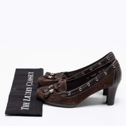 Salvatore Ferragamo Brown Suede and Leather Loafer Pumps Size 37