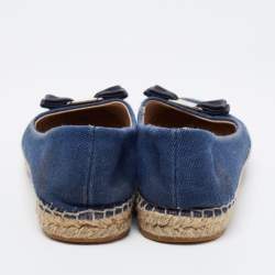 Salvatore Ferragamo Blue Denim Mandy Espadrille Flats Size 40.5
