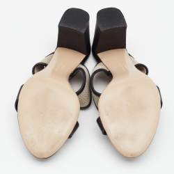 Salvatore Ferragamo Black Canvas and Leather Gancini Slides Size 39.5