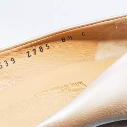 Pre Owned Salvatore Ferragamo Metallic Beige Leather Wedge Pumps Size 39 