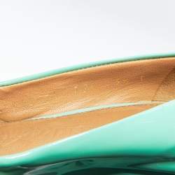 Pre Owned Salvatore Ferragamo Mint Green Patent Leather Silda Vara Plaque Wedge Pumps Size 36
