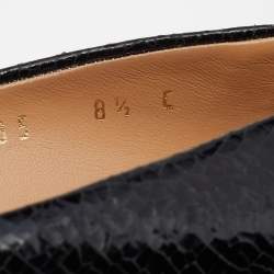 Pre Owned Salvatore Ferragamo Black Crinkled Leather Vara Bow Pumps Size 39