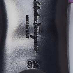 Pre Owned Salvatore Ferragamo Purple/Black Leather Finn Slide Sandals Size 39
