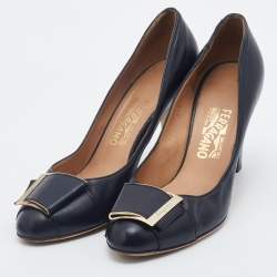 Pre Owned Salvatore Ferragamo Black Leather Pumps Size 40.5