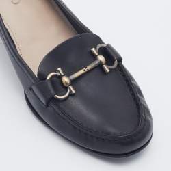 Pre Owned Salvatore Ferragamo Black Leather Loafer Pumps Size 41