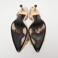 Pre Owned Salvatore Ferragamo Beige Suede Pointed Toe Slingback Sandals Size 39