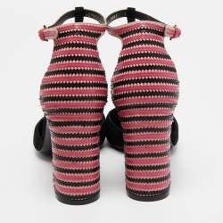 Pre Owned Salvatore Ferragamo Black/Pink Suede And Leather Fergie T-Strap Pumps Size 40
