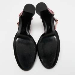 Pre Owned Salvatore Ferragamo Black/Pink Suede And Leather Fergie T-Strap Pumps Size 40
