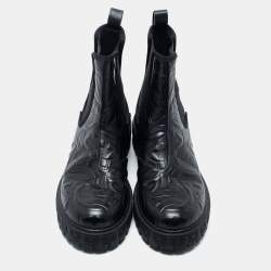 Pre Owned Salvatore Ferragamo Black Leather Gancini Chelsea Boots Size 39.5