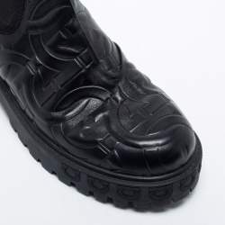 Pre Owned Salvatore Ferragamo Black Leather Gancini Chelsea Boots Size 39.5