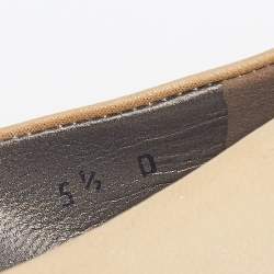 Pre Owned Salvatore Ferragamo Metallic Gold/Black Leather Cap Toe Metal Trim Ballet Flats Size 36