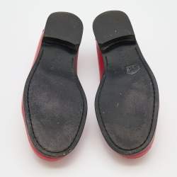 Pre Owned Salvatore Ferragamo Red Leather Rolo Gancini Loafers Size 38