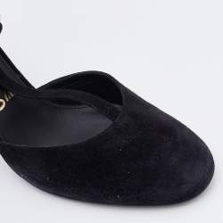 Salvatore Ferragamo Black/Pink Suede And Leather Fergie T-Strap Pumps Size 39