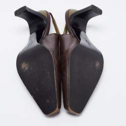 Pre Owned Salvatore Ferragamo Brown Leather Slingback Sandals Size 38